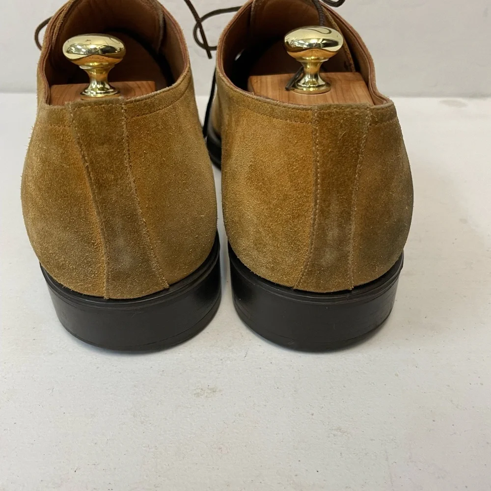 Santoni Made in‎ Italy Suede Square Toe Derby in Tan Size 12 D $650